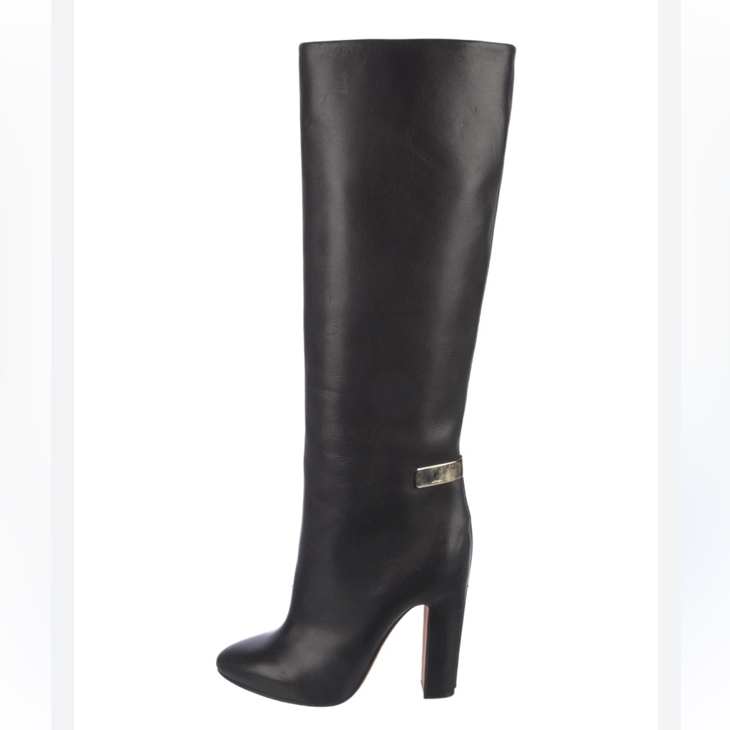 Givenchy Metal Barrette Calfskin Leather Boots, Size 8
